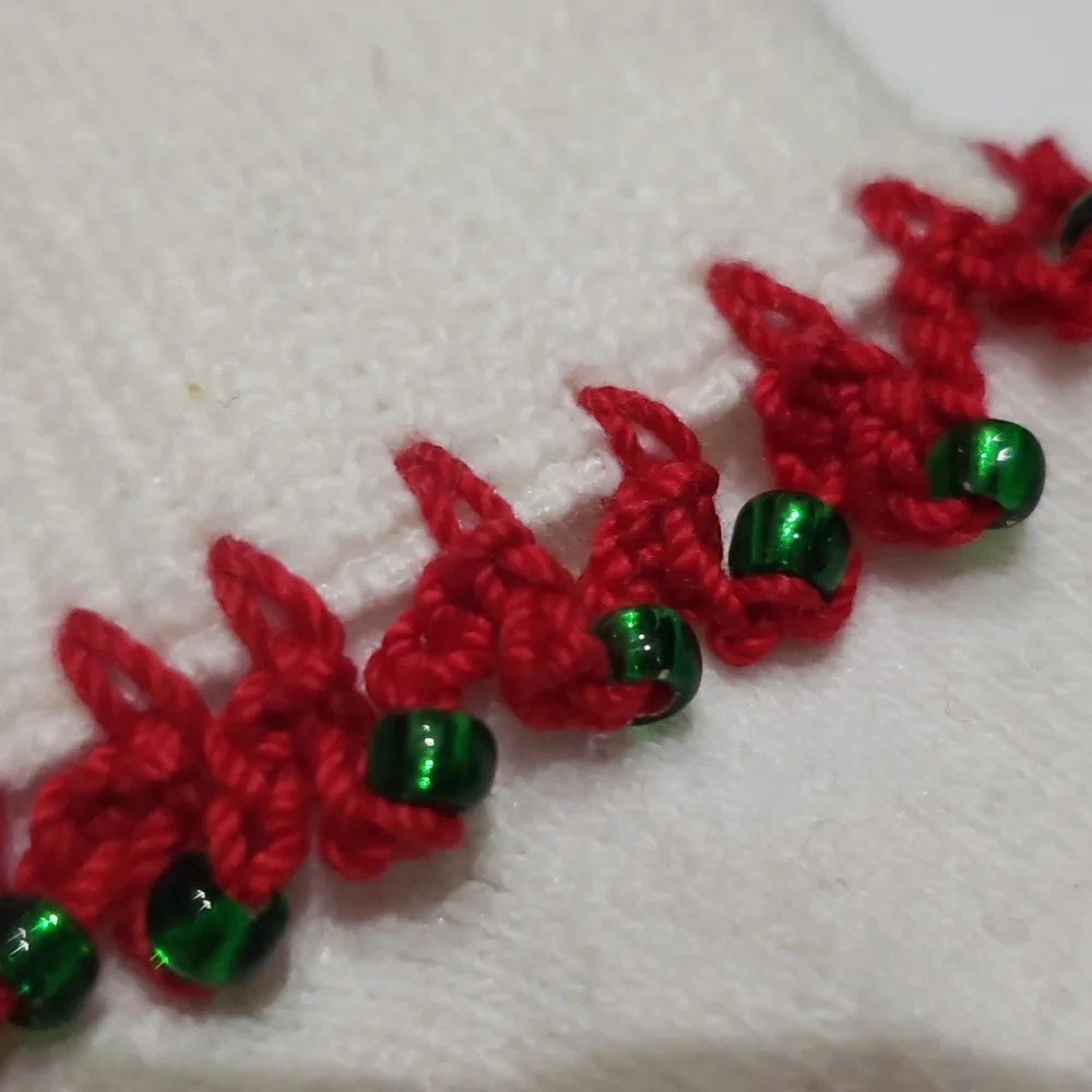 Christmas Handmade Crocheted baby girl socks 0-6M